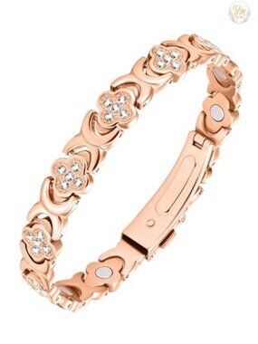 Magnetic Copper Bracelet for Women Ultra Strength 3800 Gauss Four-Leaf Clover